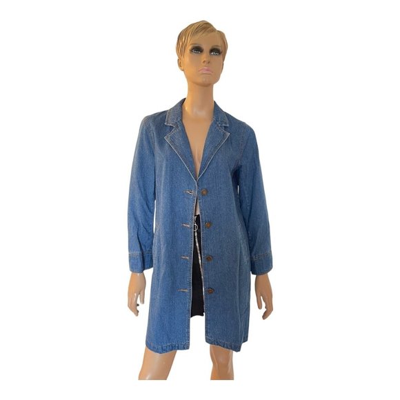 Denim & Co. Blue Jean Lined Relaxed Fit Jacket Coat - Size S - Picture 3 of 10